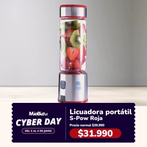 Licuadora eléctrica portátil – vaso de vidrio 450ml – Davoli Spow Roja