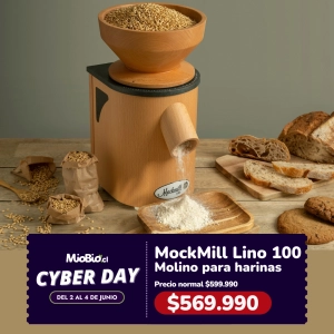 Molino de Granos con Motor de 360W – MockMill Lino 100 en madera para Elaborar Harinas